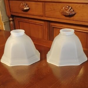 Pair of Vintage Octagonal Frosted Glass Lamp Shades